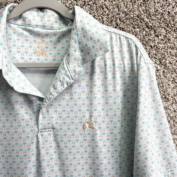 Rhoback Polo Men’s XL Golf Cart & Palm Tree All-Over Print Short Sleeve Shirt - Picture 1 of 5